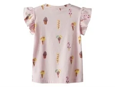 Lyserød top bagfra med isprint og flæseærmer fra Name It 13243243 ballerina